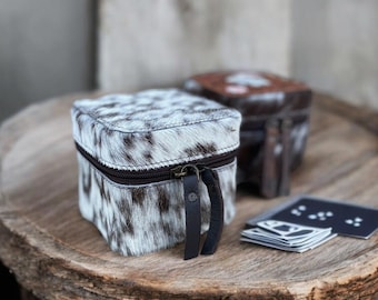 Luxury Leather Small Cowhide Jewelry Box