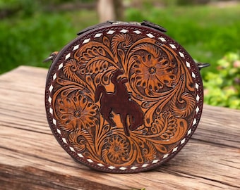 Bucking Horse Leather Water Bottle Bag
