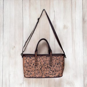 Blossom Tooled Leather Crossbody Purse - Floral Elegance