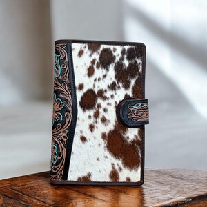Portefeuille Notes en cuir de vachette repoussé Blossom