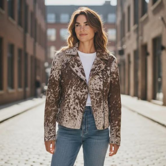 Handmade Tan Cowhide  Jacket -  Western  Fashion  Style Medium Size
