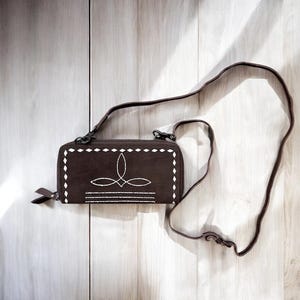 Chocolate Bootstitch Crossbody Wallet
