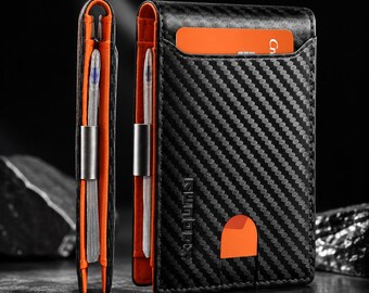 Leather Bifold Wallet for Men, Slim Front Pocket Card Holder, Money Clip, Gift for Him