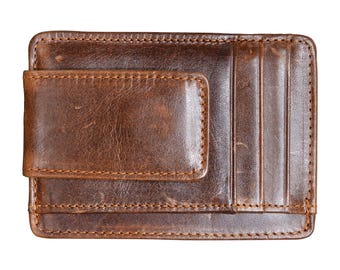 Men’s Slim Leather Front Pocket Wallet – Minimalist Card Holder with Secure Money Clip Design