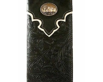Cowboy Men’s Wallet – Western  Style Bifold, Embossed  Design Leather Billfold Gift Idea