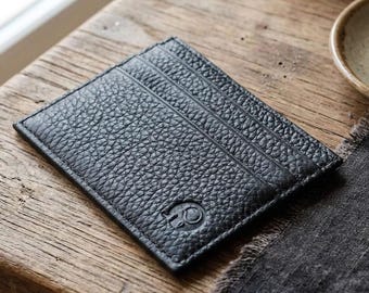 Slim Leather Credit Card Holder – Minimalist Front Pocket Wallet, 6 Slots