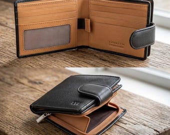 Men’s Soft Genuine Leather Bifold Wallet with Zipper Coin Pocket – Slim Card & Cash Wallet