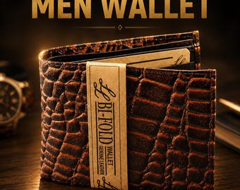 Men's Bifold Wallet, Front Pocket Leather Holder, Credit Card Organizer, Slim Design, Gift for Him
