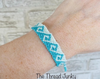 Mint and Seafoam Green Wave Knotted Friendship Bracelet  -Ready to Ship-
