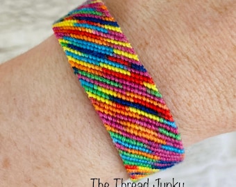 Hand Dyed Rainbow Variegated Striped Friendship Bracelet  -Ready to Ship-