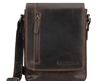 Knox Leather Crossbody, Brown Full Grain Messenger Bag, Unisex Everyday Shoulder Bag