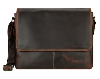 Full Grain Leather Laptop Messenger, Espresso Work Bag, 16 Inch MacBook Pro Messenger