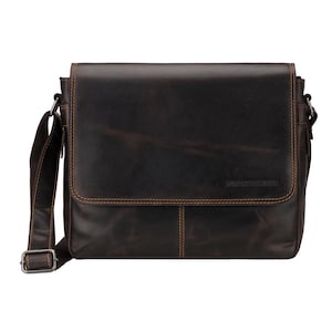 Full-Grain Leather Messenger Bag: Brown Crossbody Satchel for 11-inch iPad Work Bag