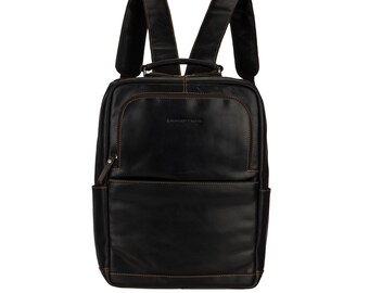 Italian Leather Backpack: Handmade Black Daypack Purse  display picture 1