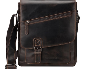 Raleigh Brown Leather Crossbody, Handmade Full Grain Shoulder, Mens Messenger Bag