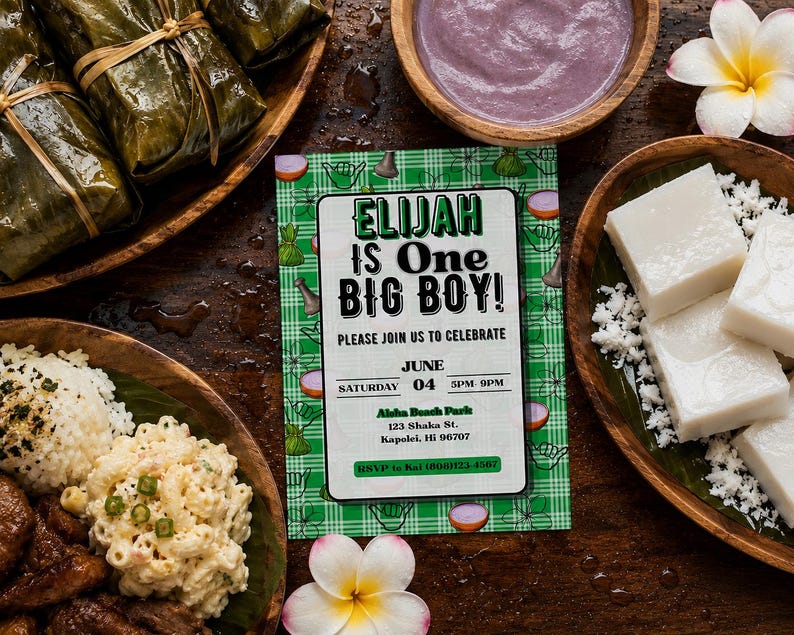 Editable Palaka First Birthday Invitation, Luau Party Invite, Shaka Poi ...