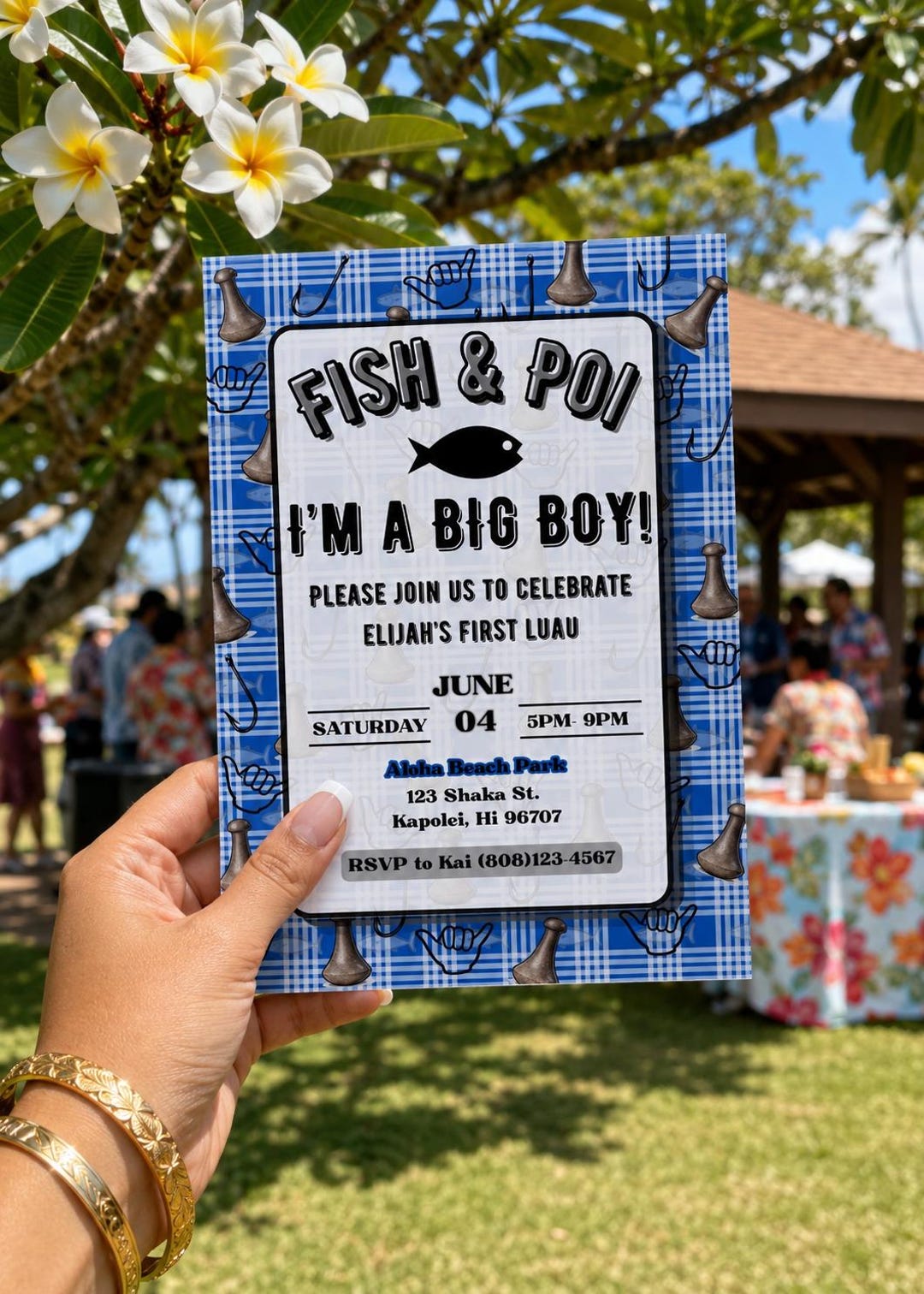 Editable Blue Palaka First Birthday Luau Invitation (digital Download ...