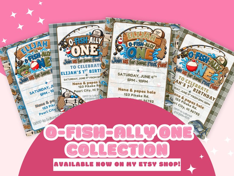 O-fish-ally One Birthday Invitation, Fishing First Birthday Invite ...