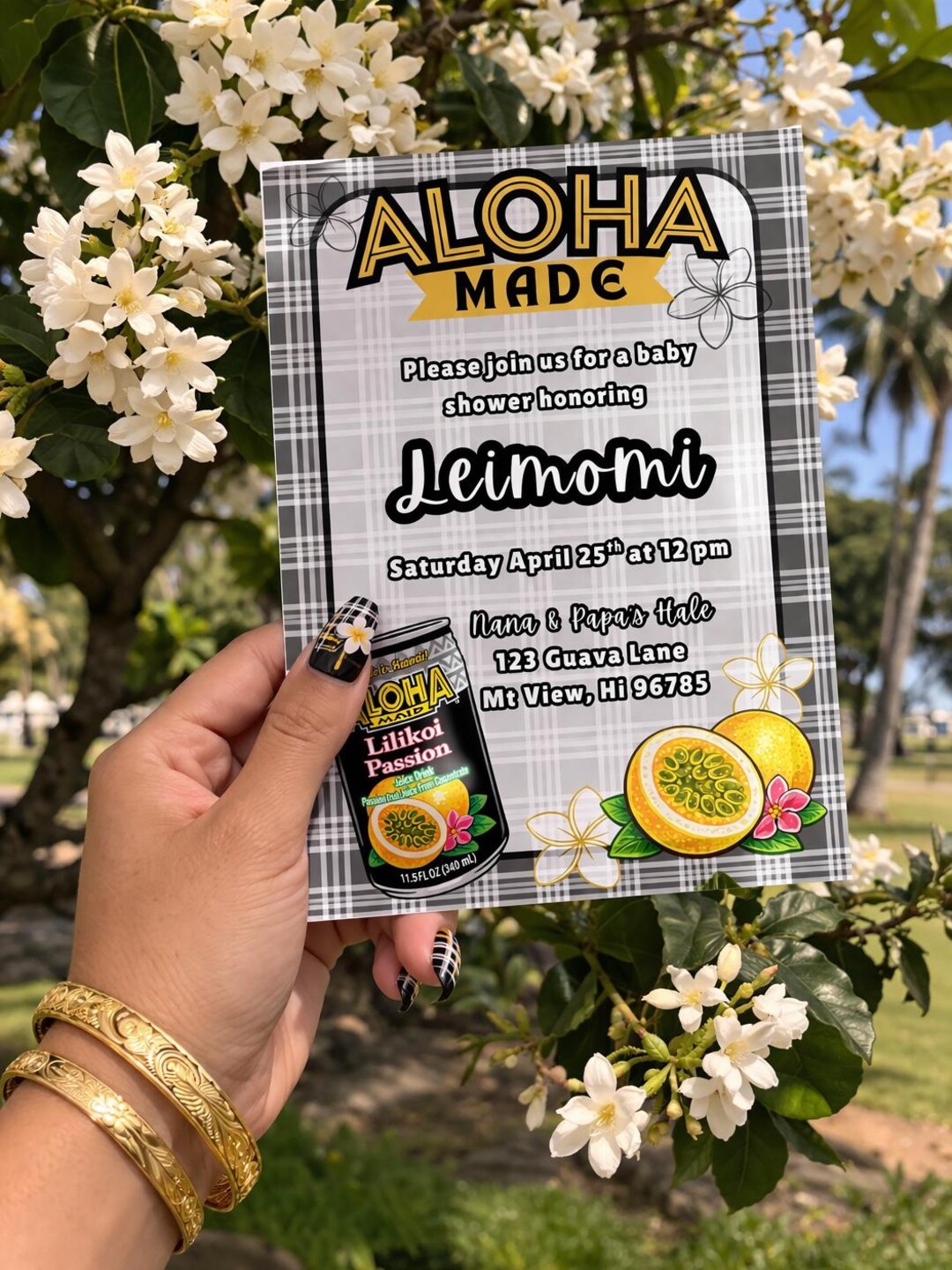 Editable Hawaiian Baby Shower Invitation, Aloha Maid Lilikoi Party ...