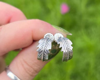 Silver feather half hoop earrings patina 16mm (5/8 inches) height handmade western