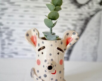 Pottery dog, mini vase, animal vase