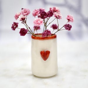 Handmade Mini Pottery Vase: Heart Decor, Token Gift