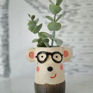 Mini bear vase with glasses