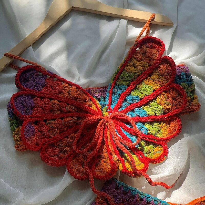 Crocheted Rainbow Two Piece Set