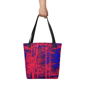 Red Trees Tote Bag
