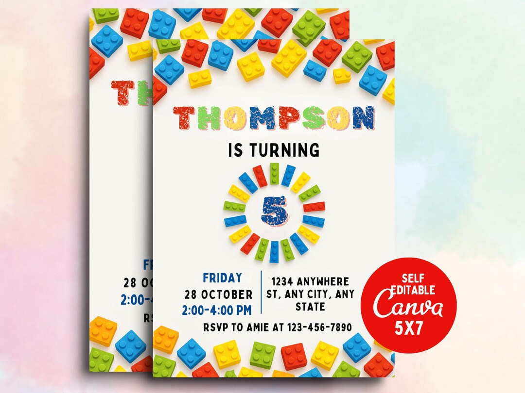 Building Blocks Birthday Invitation Template, Building Blocks ...