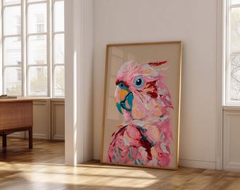 Rosa Kakadu Print, australischer Vogel Poster, Kinderzimmer Dekor (Digitaler Download)