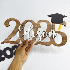 Graduation 2025 Name Sign, Custom Wood Grad Sign, Senior Year Photo Prop, Personalized Graduation Sign Decor, Class of 2025 Backdrop Decor