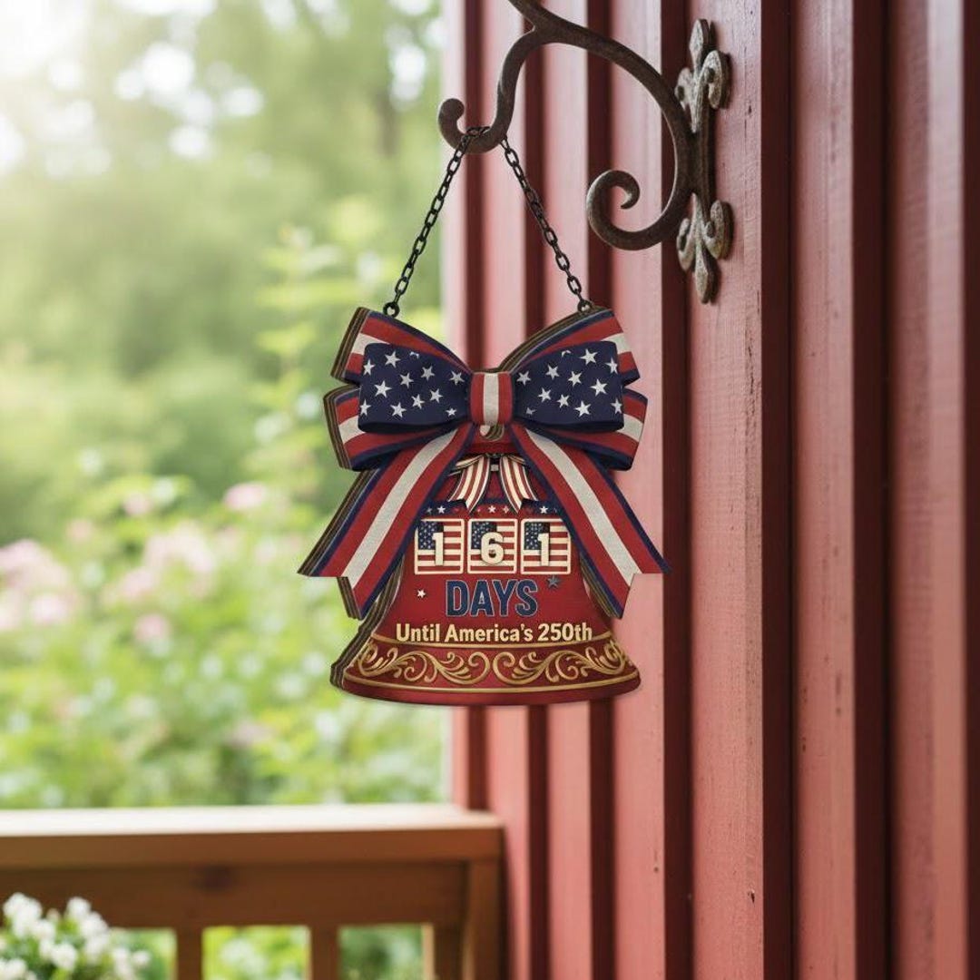 Patrioc Bell Ringer Patriotic Liberty Bell Countdown Wooden Sign, American Independence ...