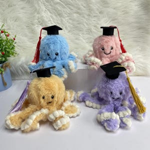 Personalisiertes Oktopus-Plüsch-Abschluss-Geschenk | Niedliches Kuscheltier mit Mütze Custom Name Graduant Toy 2025, weiches Andenken für Graduierte