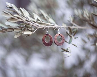 NATUREA Hoop Earrings Rosewood Wood – Handmade Wooden Earrings, Natural Wooden Jewelry, Round Earrings, Sustainable Wooden Jewelry
