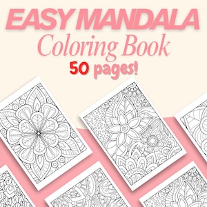 Easy Mandala Coloring Book: 50 Relaxing Designs (PDF Printable A4 Size)