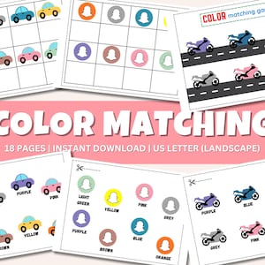 Toddler Color Matching Printables | Montessori-Inspired Homeschool Worksheet | Preschool Activity PDF