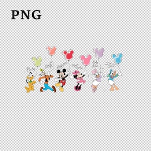 Mickey and Friends Balloon Digital Download, Disneyland Balloon Mouse Png, Family Vacation Trip Outfit, Sublimation PNG image 2