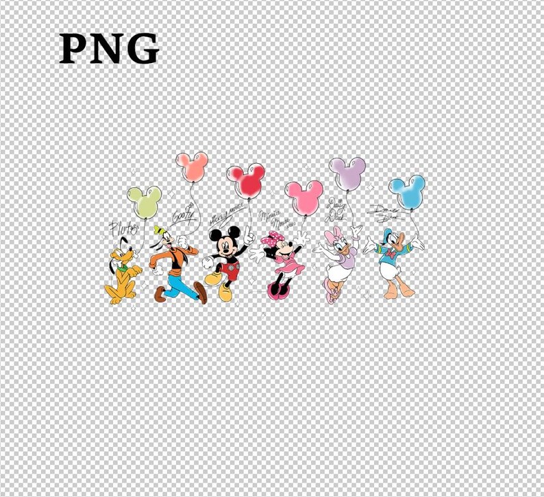 Mickey and Friends Balloon Digital Download, Disneyland Balloon Mouse Png, Family Vacation Trip Outfit, Sublimation PNG image 2