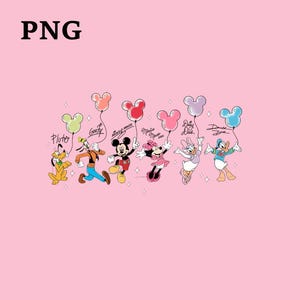 Mickey and Friends Balloon Digital Download, Disneyland Balloon Mouse Png, Family Vacation Trip Outfit, Sublimation PNG image 3