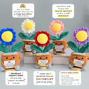 Häkeln Sie im Gänseblümchen des Müllsackfeuers, danke, dass Sie mir geholfen haben zu wachsen, Geschenk für den Lehrer, Geschenk für die Heimkehr, Geschenk für emotionale Unterstützung, warme Tipps für Pflanzen