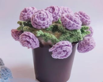 コースターバラ売り かぎ針編みのバラの花束コースターと花かごポットキット、父の日ギフト