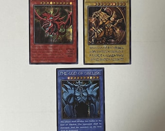 Egyptische god - Slifer the Sky Dragon, Obelisk the Tormentor, The Winged Dragon of Ra Secret zeldzame CUSTOM PROXY-kaart
