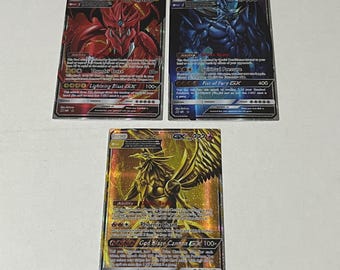 Aangepaste Egyptische God - Slifer Obelisk Ra PTCG-formaat 3 kaartenset geheime Japanse DIY
