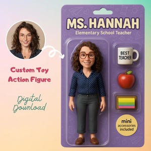 Custom Toy Figure Digital for teacher,Personalized Action Figure Design,Personalized Digital Figure Art,Personalized Digital Figure Portrait