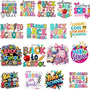 20 Designs Back To School PNG Bundle, Custom Name Png, Cute Cartoon Character Png, Happy Back To School Png, School Bundle Png, Digital File