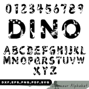 FUENTE DINOSAURIO SVG, png, Alfabeto de dinosaurio Svg, cumpleaños de dinosaurio svg, Archivos de corte de dinosaurio Svg para Cricut, Alfabeto de dinosaurio para niños