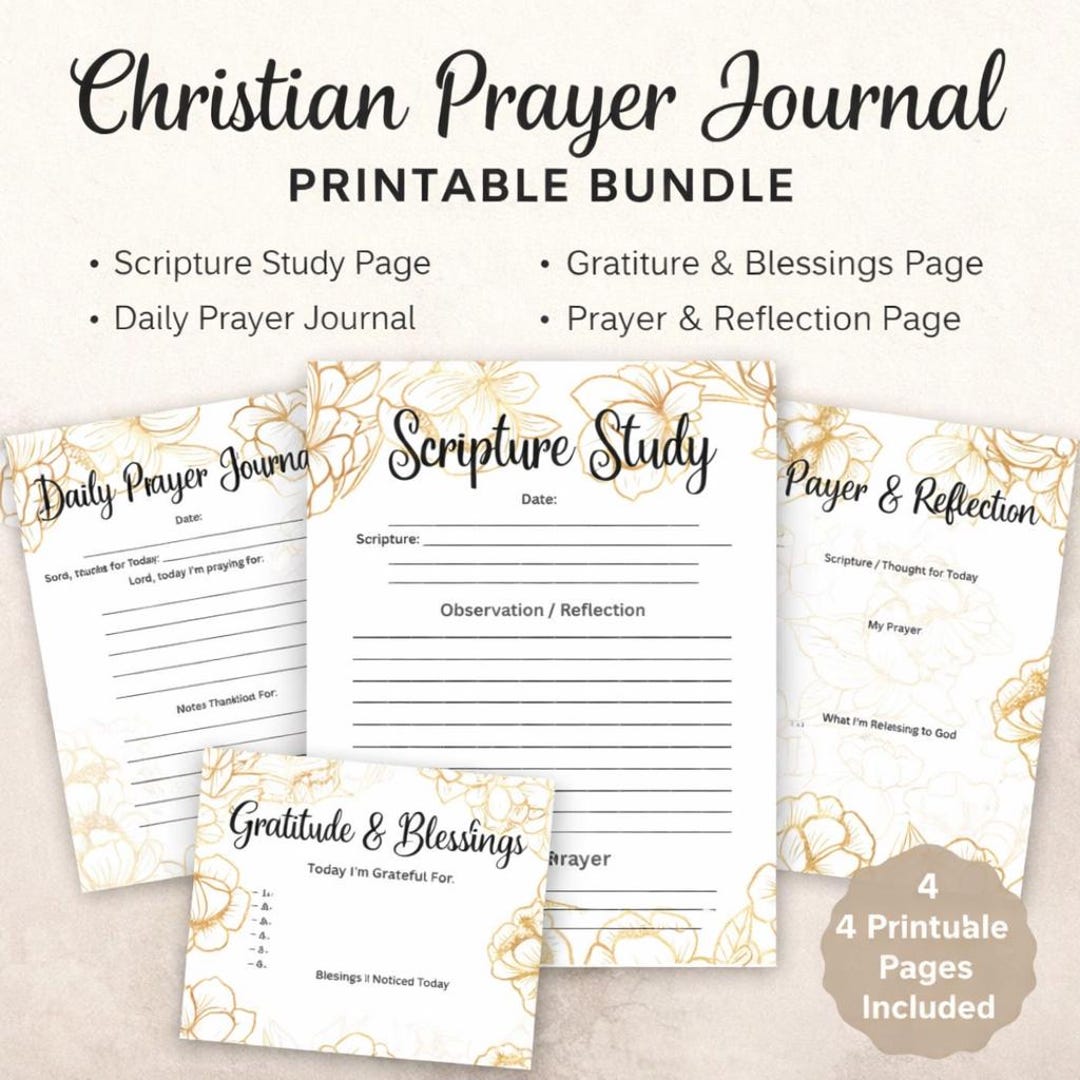 Christian Prayer Journal Printable Bundle | Scripture, Gratitude, Daily ...