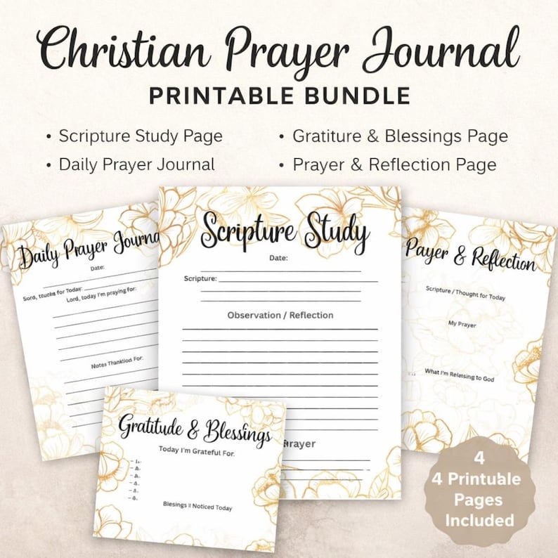 Christian Prayer Journal Printable Bundle | Scripture, Gratitude, Daily ...