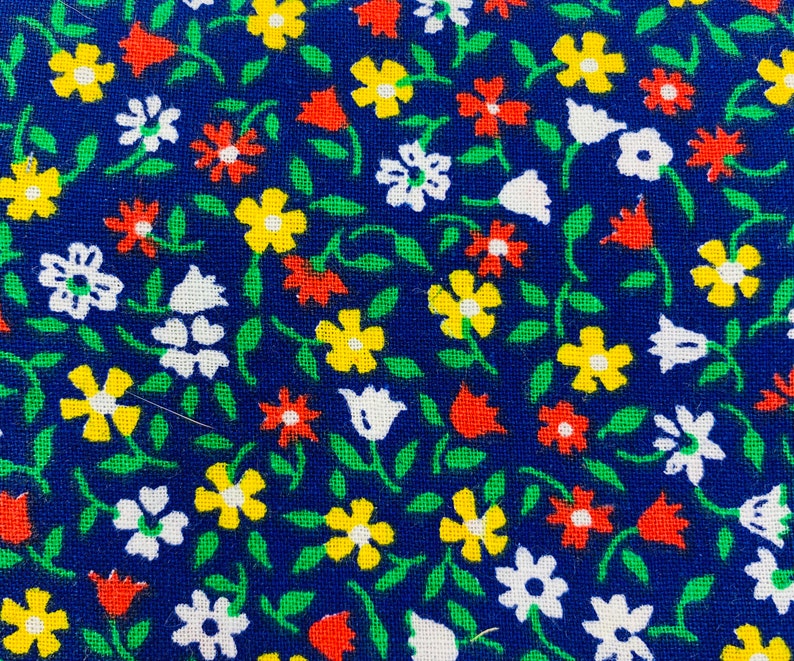 Handmade Floral Zippered Coin Purse Pretty Vintage Blue Floral Fabric Multi-Colored Flower Print Zippered Credit Card Pouch